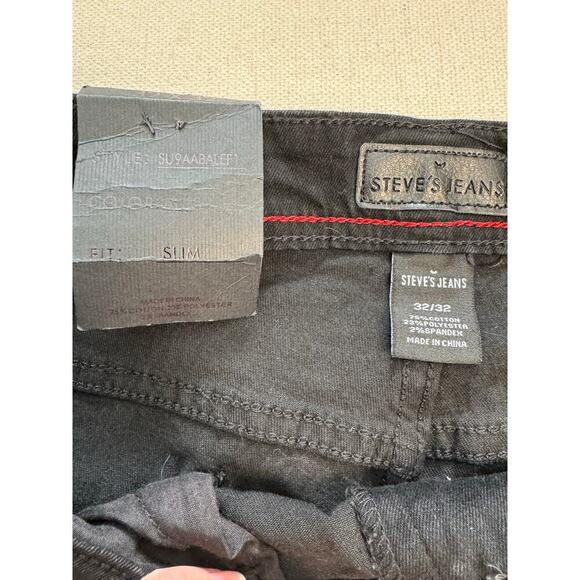 NWT STEVE’S JEANS ALEC Color SLIM FIT STRETCH SU9AABALEF1 32x32 Black - Picture 6 of 8